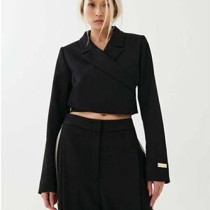 P.E. Nation Downtown Cropped Blazer Jacket in Black Size XS